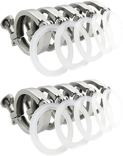 1.5" Sanitary Tri Clamp with Gasket - 10 Pack