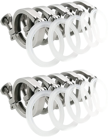 1.5" Sanitary Tri Clamp with Gasket - 10 Pack