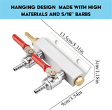 Aluminium 2 Way Co2 Gas Distributor Manifold with 5/16" Barb
