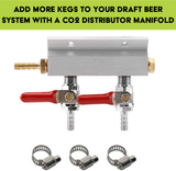 Aluminium 2 Way Co2 Gas Distributor Manifold with 5/16" Barb