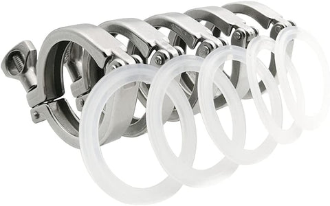 1.5" Sanitary Tri Clamp with Gasket - 5 Pack