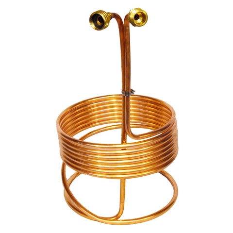 25' Copper Immersion Wort Chiller Braised W/ Garden Hose Fittings