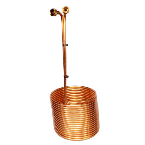 50' Copper Immersion Wort ChillerTall W/ Braised Fittings