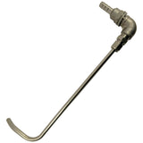 Stainless steel elbow dip tube for home brewing with various fittings included, designed to recirculate wort back into the kettle for whirlpooling.